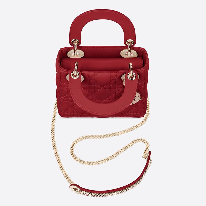 Hot Mini Lady Dior Bag Cannage Lambskin Red