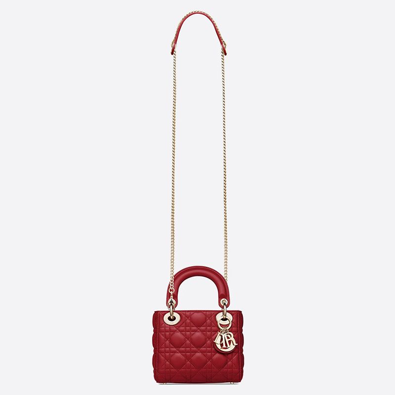 Hot Mini Lady Dior Bag Cannage Lambskin Red