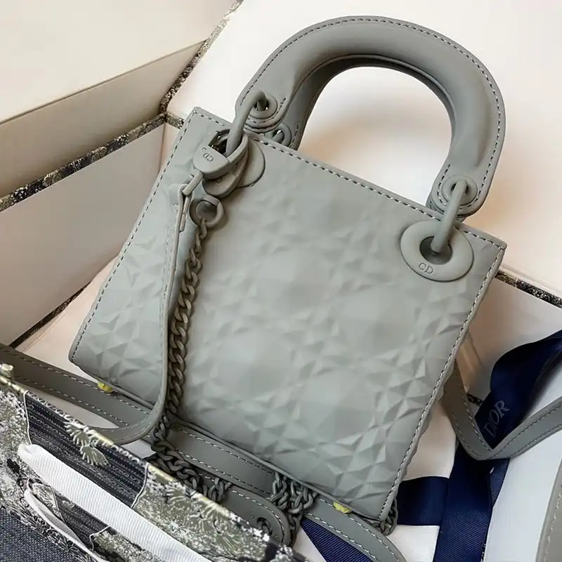 Cheap Mini Lady Dior Bag Ultramatte Frosted Cannage Calfskin Grey Luxury