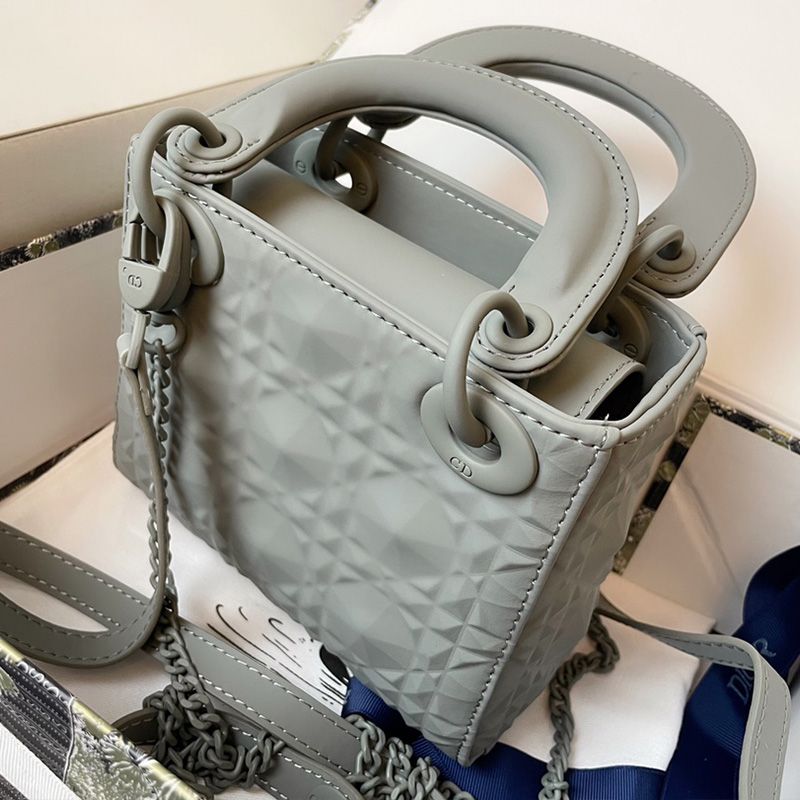 Mini Lady Dior Bag Ultramatte Frosted Cannage Calfskin Grey Luxury