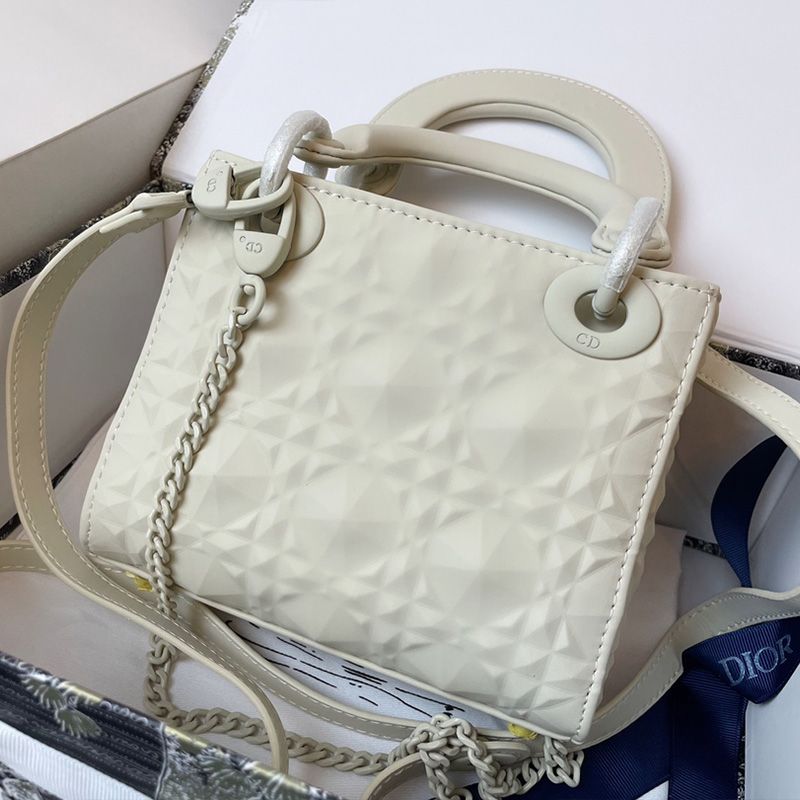 Mini Lady Dior Bag Ultramatte Frosted Cannage Calfskin White Hot Sale