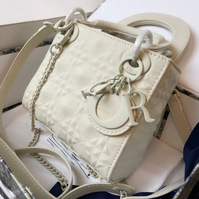 Mini Lady Dior Bag Ultramatte Frosted Cannage Calfskin White Hot Sale