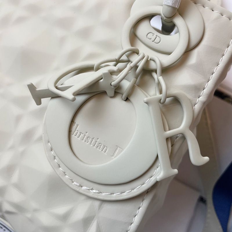 Mini Lady Dior Bag Ultramatte Frosted Cannage Calfskin White Hot Sale