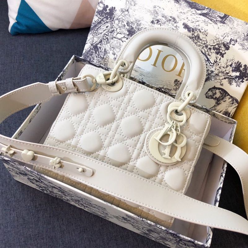 Hot Lady Dior My ABCDior Bag Ultramatte Cannage Calfskin White