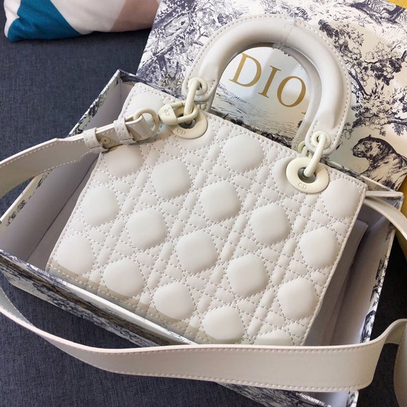 Hot Lady Dior My ABCDior Bag Ultramatte Cannage Calfskin White