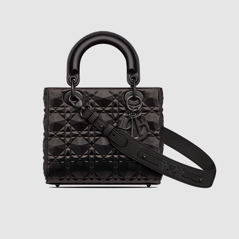 Hot Lady Dior My ABCDior Bag Ultramatte Cannage Calfskin with Diamond Motif Black