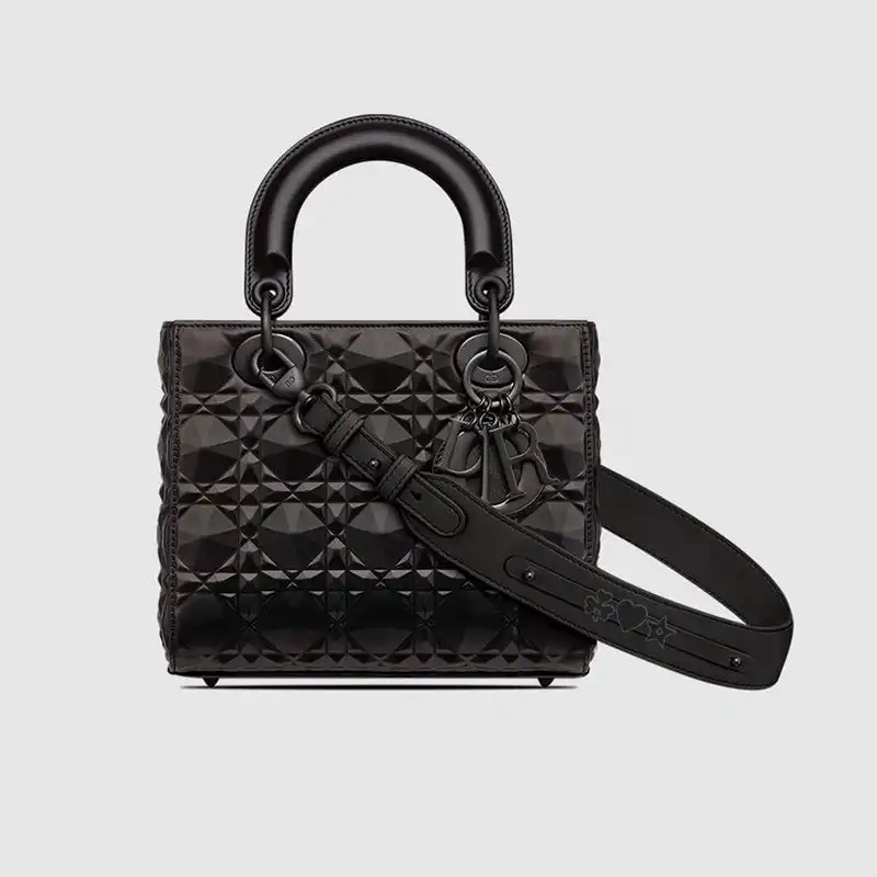 Lady Dior My ABCDior Bag Ultramatte Cannage Calfskin with Diamond Motif Black Hot Sale