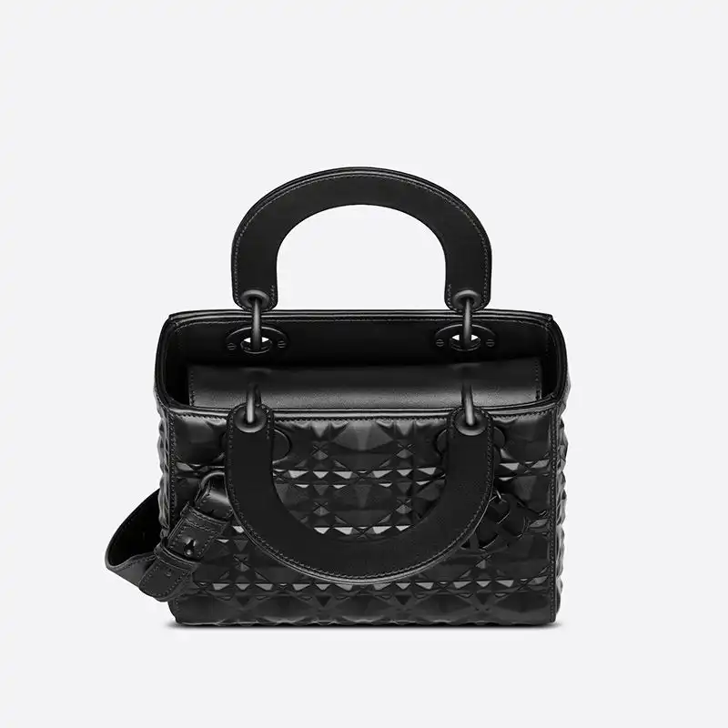 Cheap Lady Dior My ABCDior Bag Ultramatte Cannage Calfskin with Diamond Motif Black Luxury