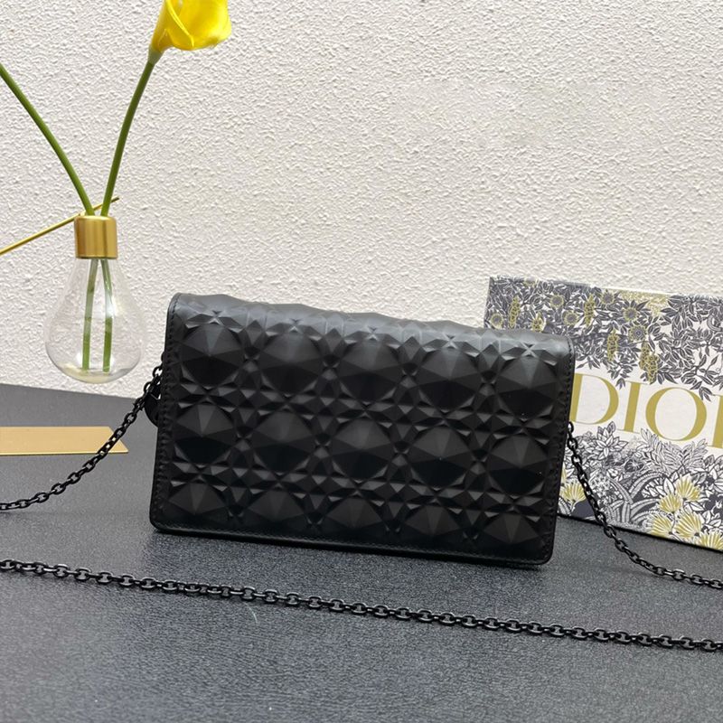 Hot Lady Dior Pouch Ultramatte Cannage Lambskin with Diamond Motif Black