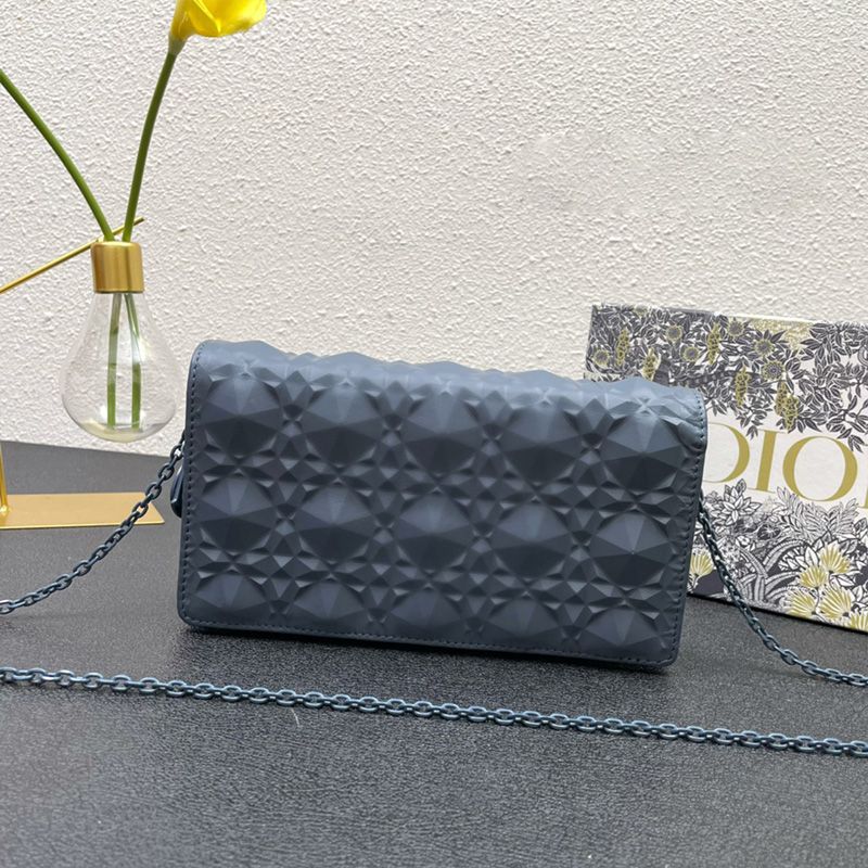 Lady Dior Pouch Ultramatte Cannage Lambskin with Diamond Motif Blue Hot Sale