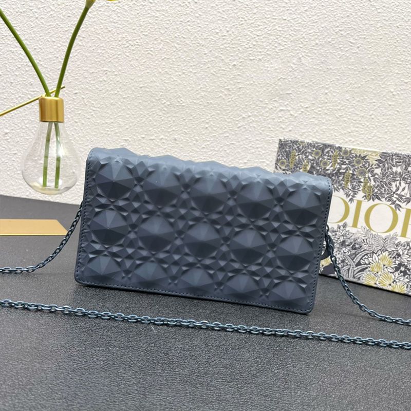 Lady Dior Pouch Ultramatte Cannage Lambskin with Diamond Motif Blue Hot Sale