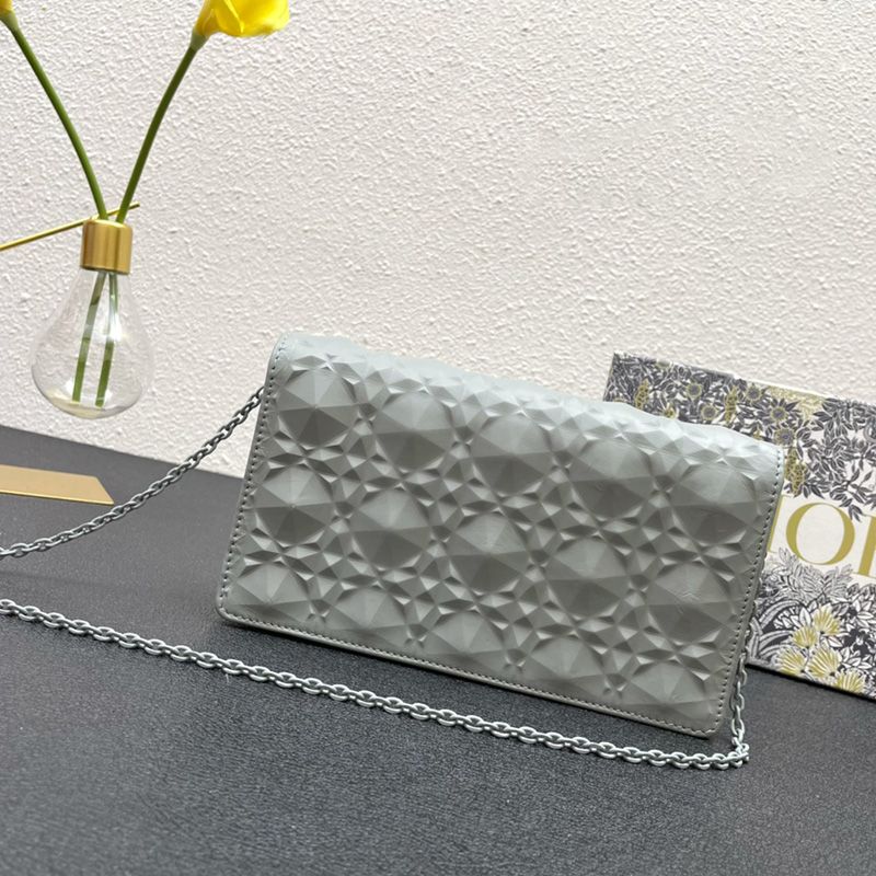 Hot Lady Dior Pouch Ultramatte Cannage Lambskin with Diamond Motif Grey