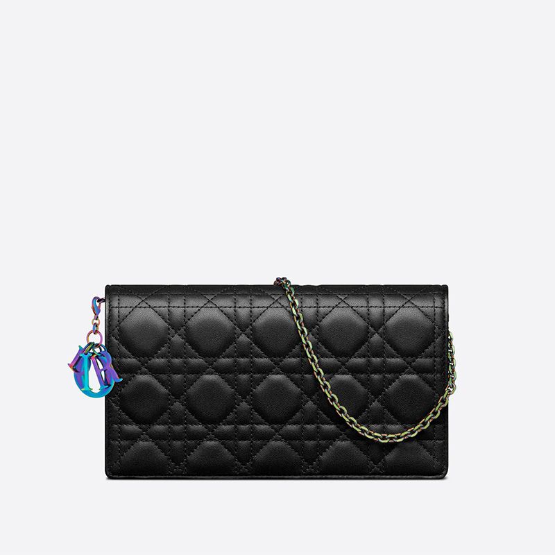 Hot Lady Dior Pouch Emblematic Cannage Lambskin Black