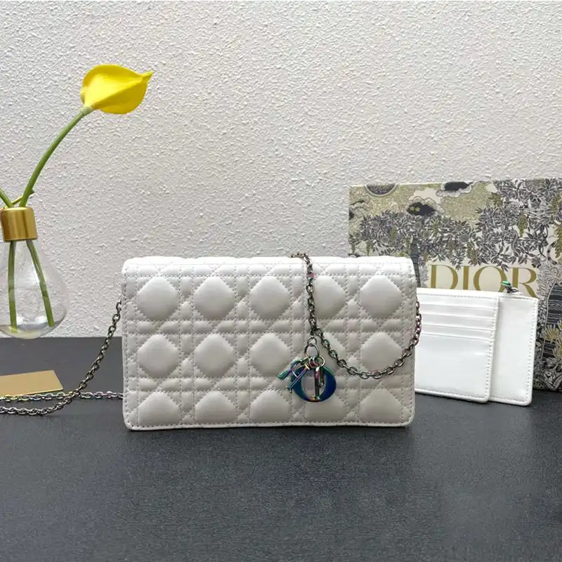 Hot Lady Dior Pouch Emblematic Cannage Lambskin White