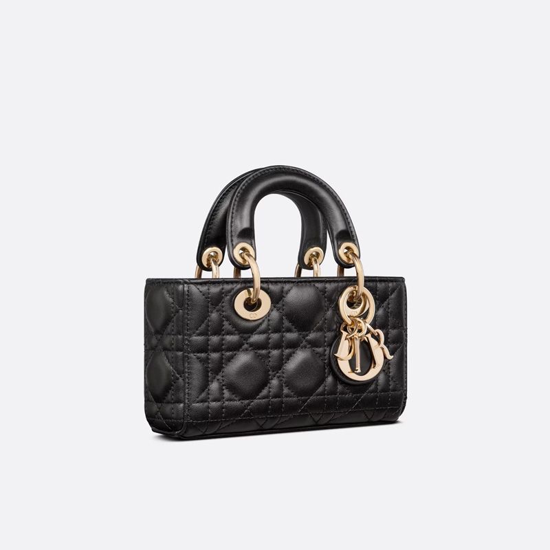 TOP Micro Lady D-Joy Bag Cannage Lambskin Black