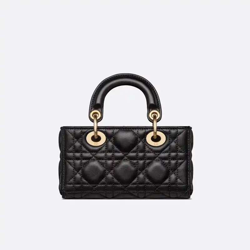 Cheap Micro Lady D-Joy Bag Cannage Lambskin Black Luxury