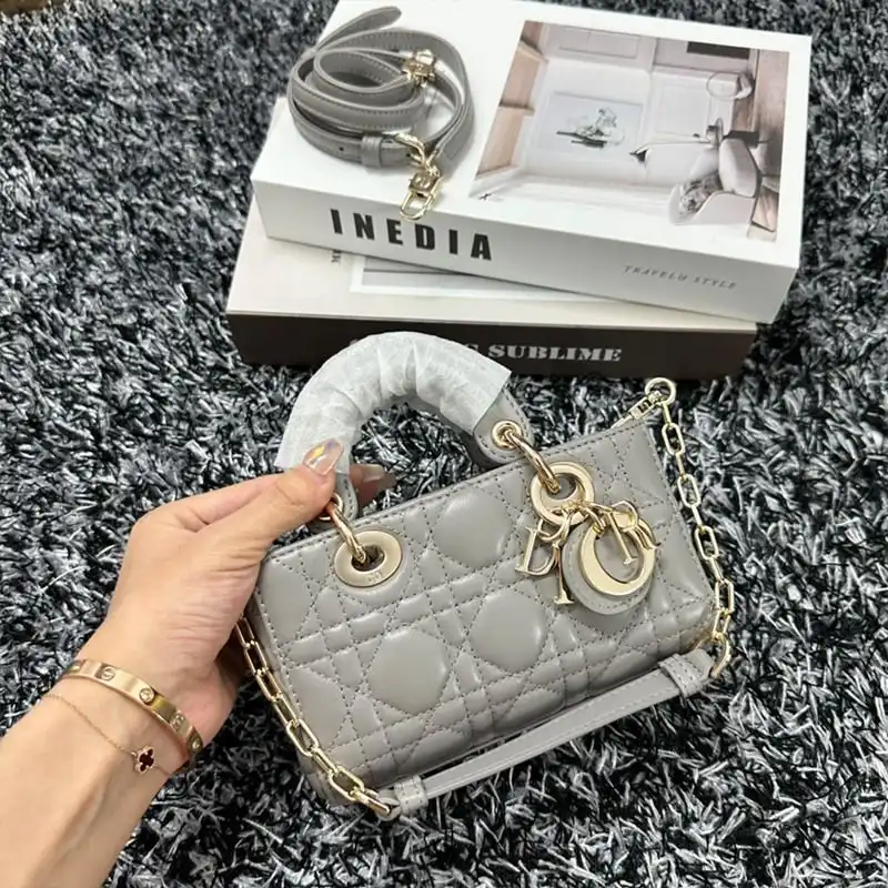 Micro Lady D-Joy Bag Cannage Lambskin Grey Hot Sale