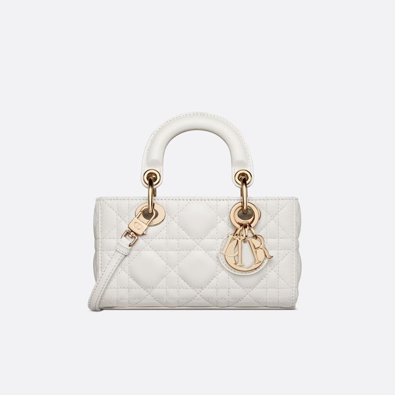 Micro Lady D-Joy Bag Cannage Lambskin White