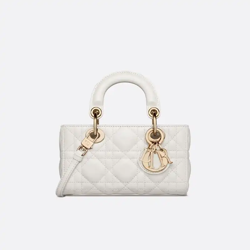 Micro Lady D-Joy Bag Cannage Lambskin White Luxury