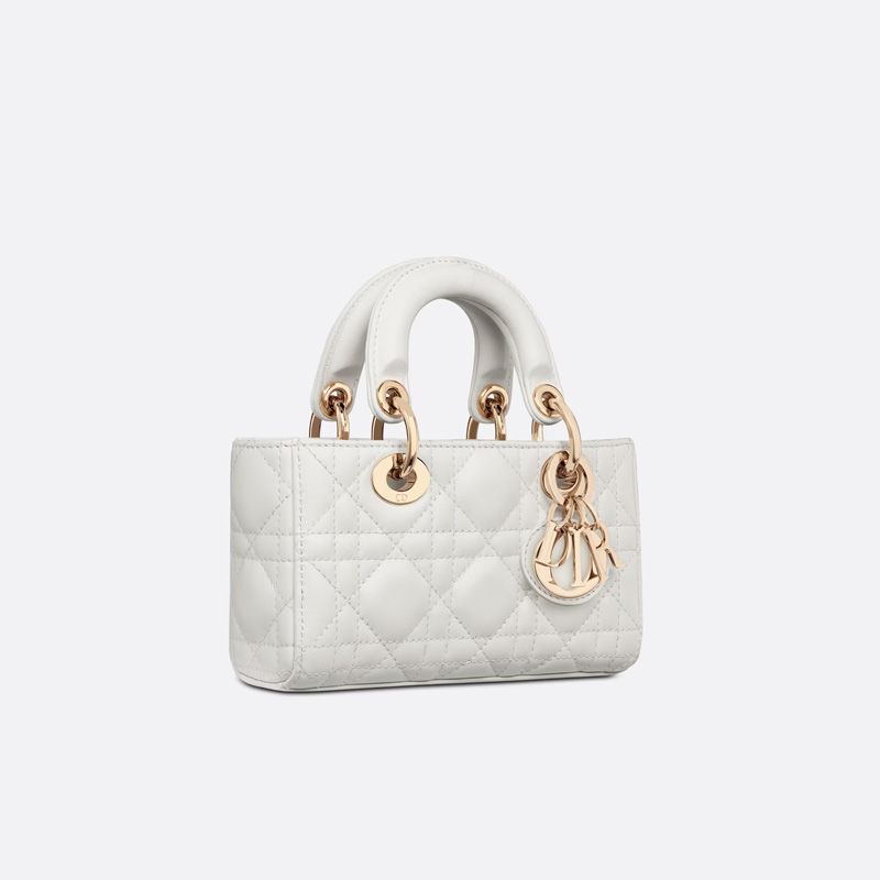 Micro Lady D-Joy Bag Cannage Lambskin White