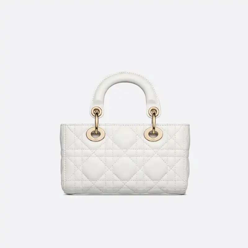 Cheap Micro Lady D-Joy Bag Cannage Lambskin White Luxury