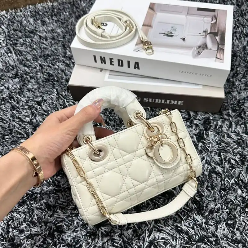 Cheap Micro Lady D-Joy Bag Cannage Lambskin White Luxury