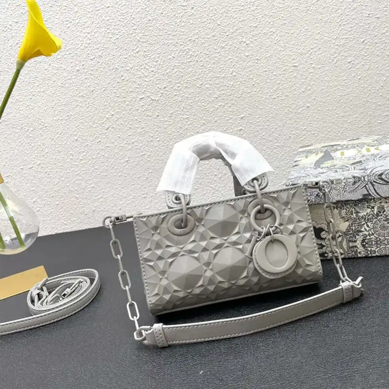 Micro Lady D-Joy Bag Ultramatte Cannage Calfskin with Diamond Motif Grey Hot Sale