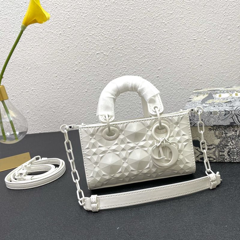 Micro Lady D-Joy Bag Ultramatte Cannage Calfskin with Diamond Motif White Hot Sale