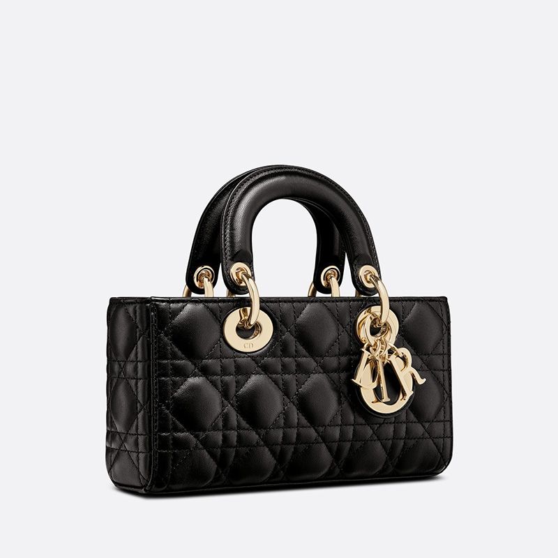 Small Lady D-Joy Bag Cannage Lambskin Black