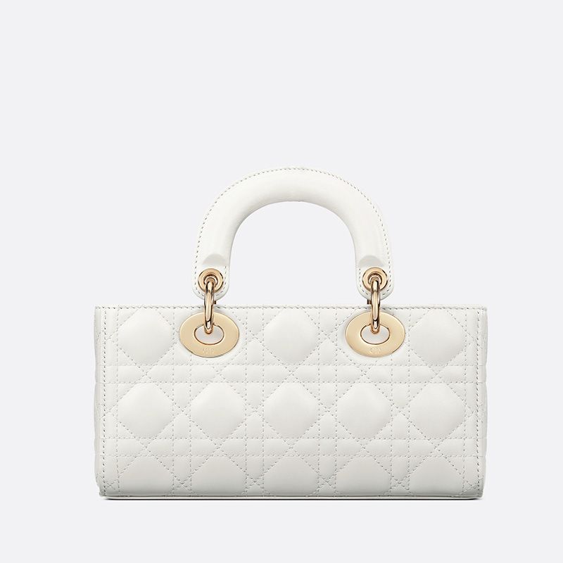 Small Lady D-Joy Bag Cannage Lambskin White Luxury