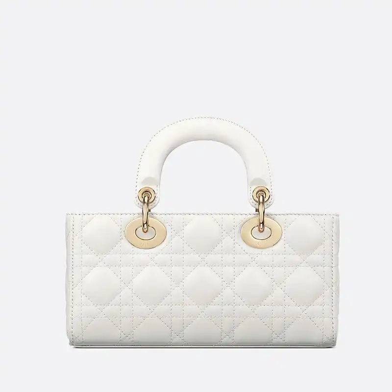 Cheap Small Lady D-Joy Bag Cannage Lambskin White Luxury