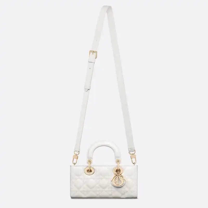 Cheap Small Lady D-Joy Bag Patent Cannage Calfskin White Luxury