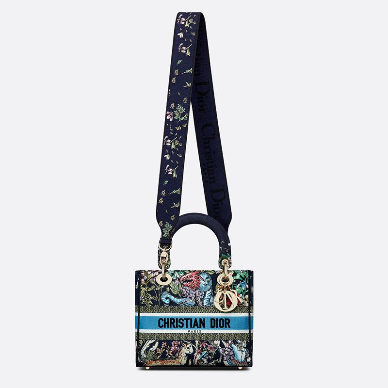 Hot Medium Lady D-lite Bag D-Constellation Motif Canvas Blue