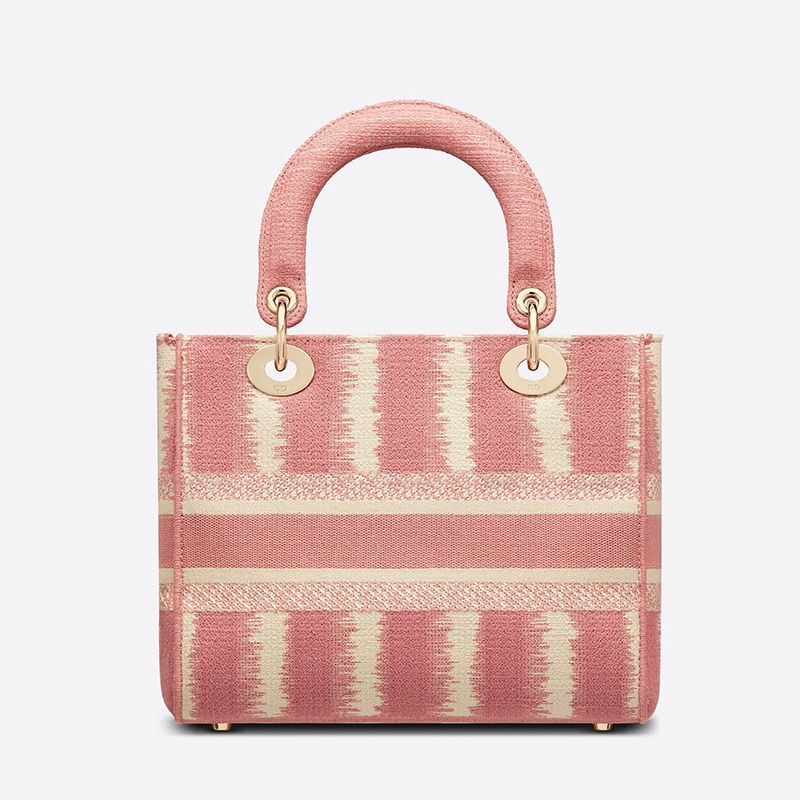 Medium Lady D-lite Bag D-Stripes Motif Canvas Pink Hot Sale