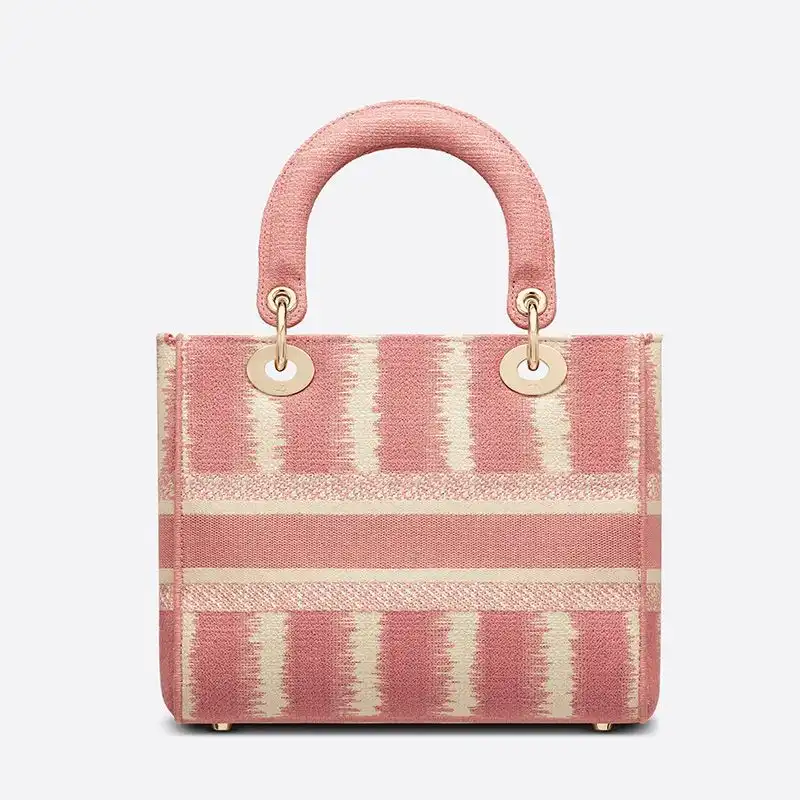 Cheap Medium Lady D-lite Bag D-Stripes Motif Canvas Pink Luxury