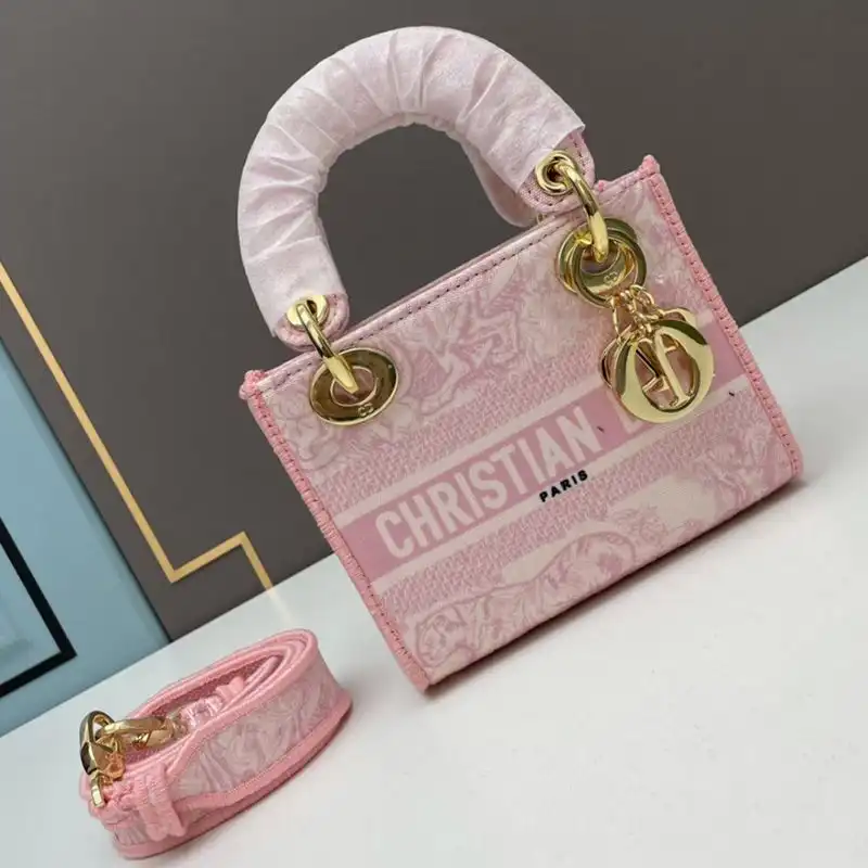 Mini Lady D-lite Bag Toile de Jouy Motif Canvas Pink Hot Sale