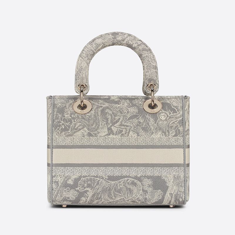 Medium Lady D-lite Bag Toile de Jouy Motif Canvas Grey Hot Sale