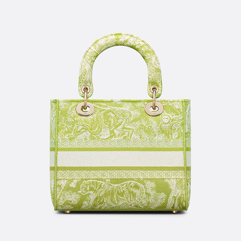 Medium Lady D-lite Bag Toile de Jouy Motif Canvas Lemon Hot Sale