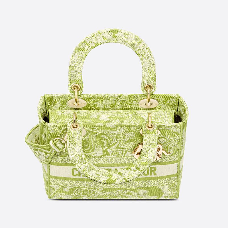 Medium Lady D-lite Bag Toile de Jouy Motif Canvas Lemon Hot Sale