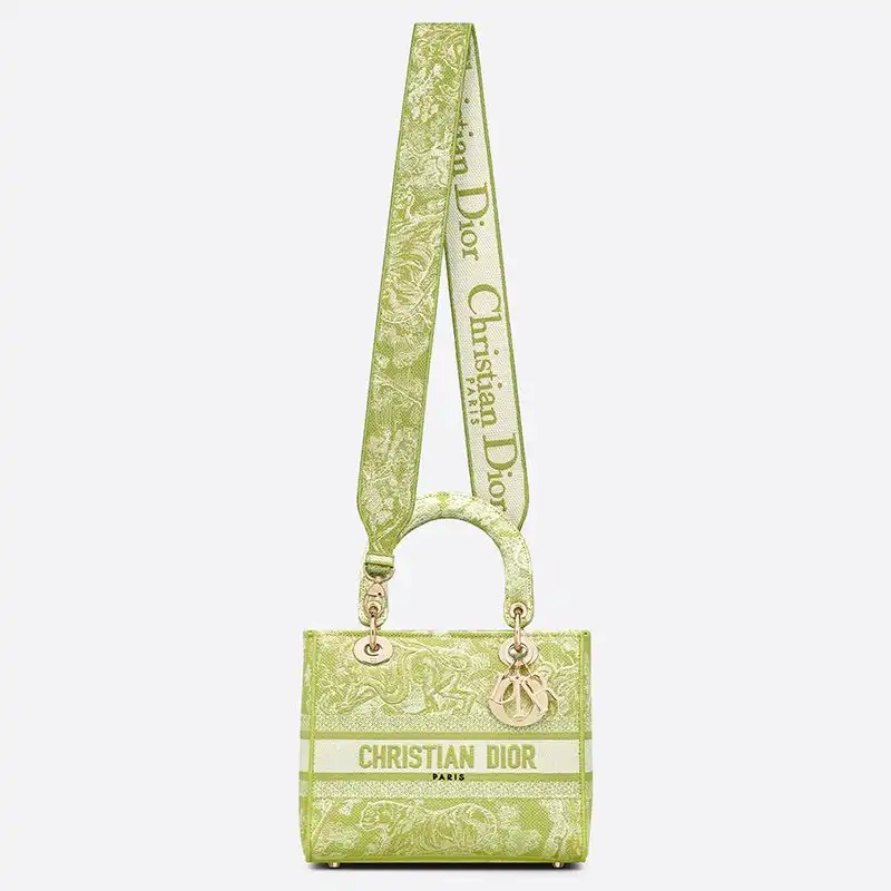 Cheap Medium Lady D-lite Bag Toile de Jouy Motif Canvas Lemon Luxury