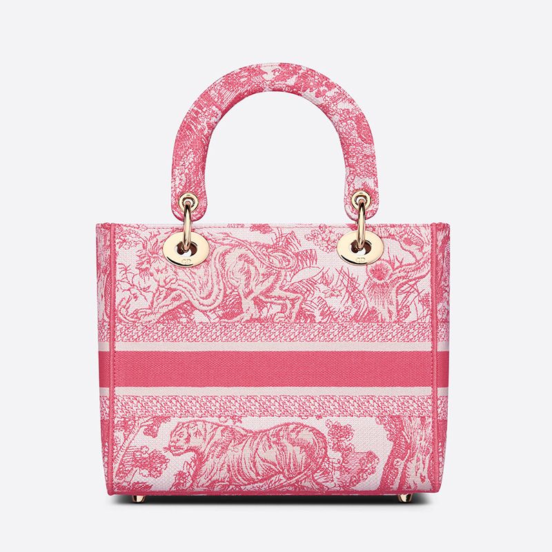 Medium Lady D-lite Bag Toile de Jouy Motif Canvas Rose Hot Sale