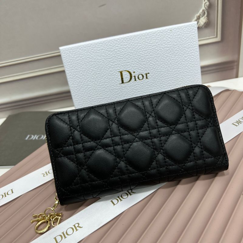 Large Dior Zip Wallet Cannage Calfskin Black Hot Sale