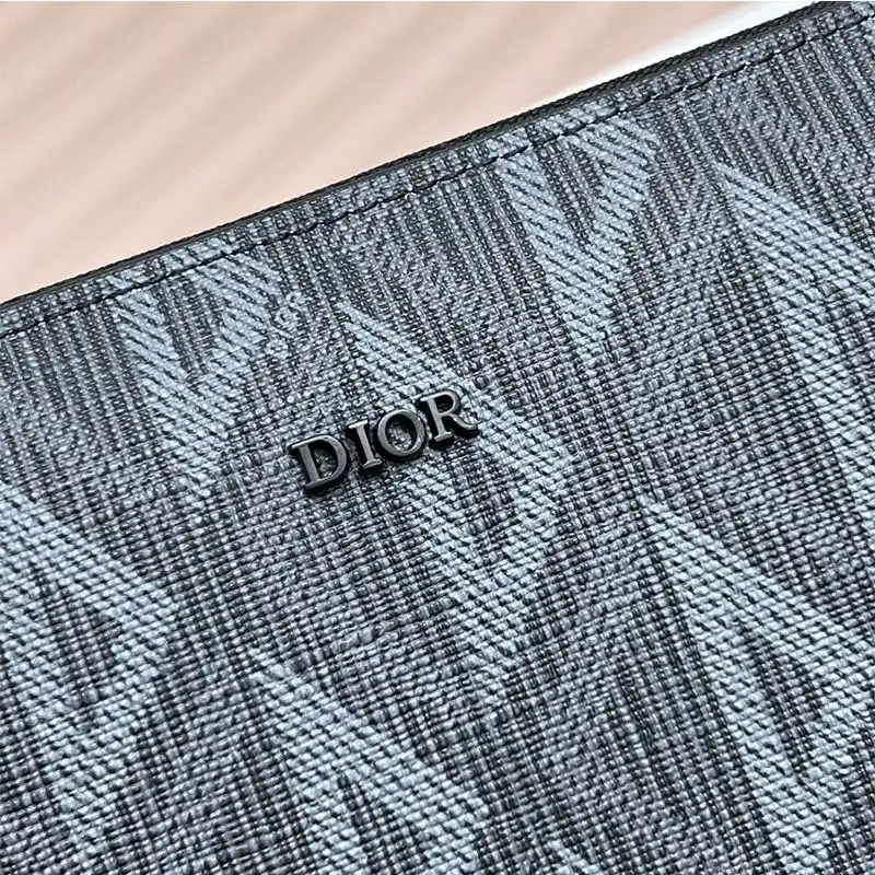 Cheap Hot Large Dior Zip Wallet CD Diamond Motif Calfskin Black