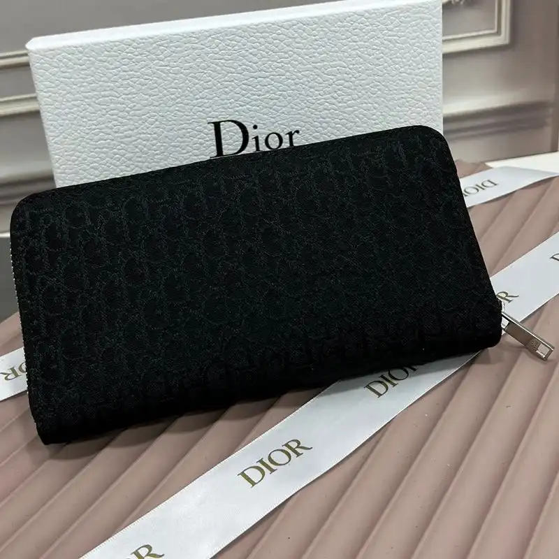 Cheap Hot Large Dior Zip Wallet Oblique Motif Canvas Black