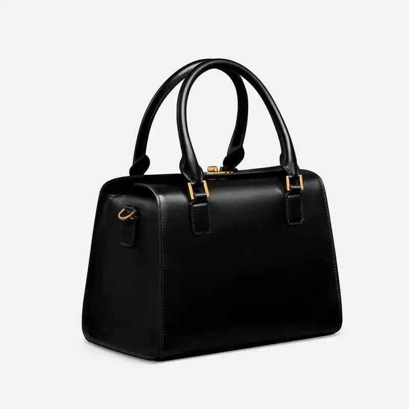 Cheap TOP Medium Dior Boston Bag Box Calfskin Black