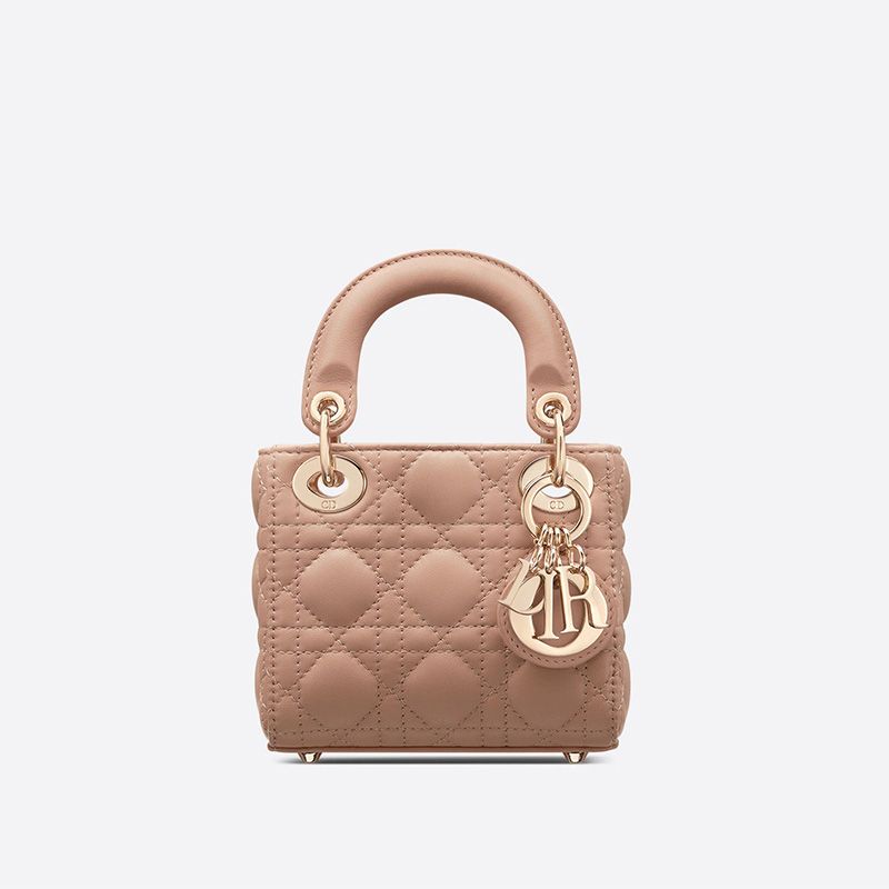 Hot Micro Lady Dior Bag Cannage Lambskin Apricot