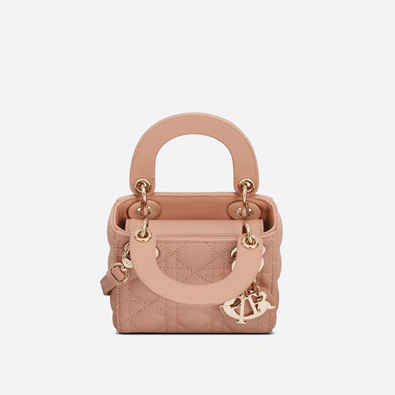 Hot Micro Lady Dior Bag Cannage Lambskin Apricot