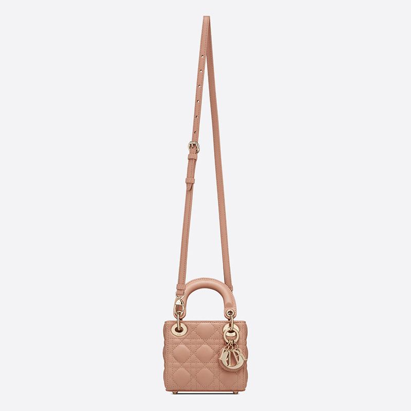 Hot Micro Lady Dior Bag Cannage Lambskin Apricot