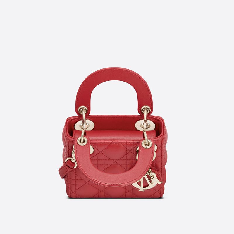 Micro Lady Dior Bag Cannage Lambskin Red Hot Sale