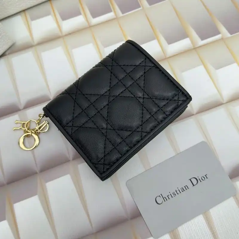 Hot Mini Lady Dior Flap Card Holder Cannage Lambskin Black